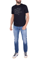 Ax Uomo t-shirt uomo in puro cotone con stampa blu