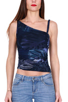 Guess Donna top corto in tulle stretch fantasia