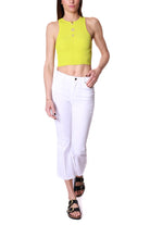 Elisabetta Franchi top cropped in maglia a costine giallo