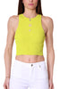 YELLOW RIBBED KNIT CROPPED TOP