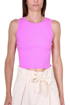 Vicolo top cropped in maglia a costine rosa