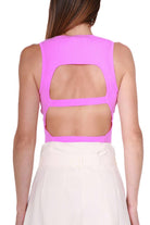 Vicolo top cropped in maglia a costine rosa