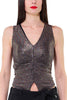 ELEGANT TOP WITH GLITTER EFFECT FABRIC AND BLACK DRAPING