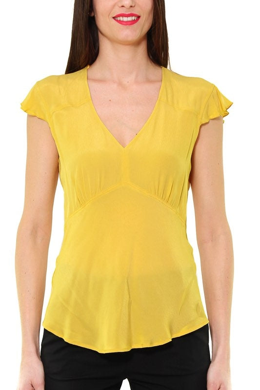 Pinko top in crepe di viscosa giallo