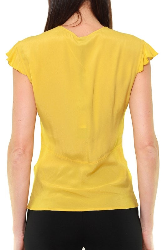 Pinko top in crepe di viscosa giallo