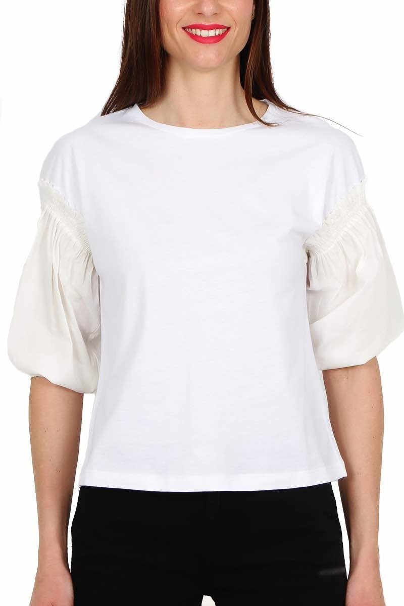 Pinko top in jersey con maniche a palloncino bianco