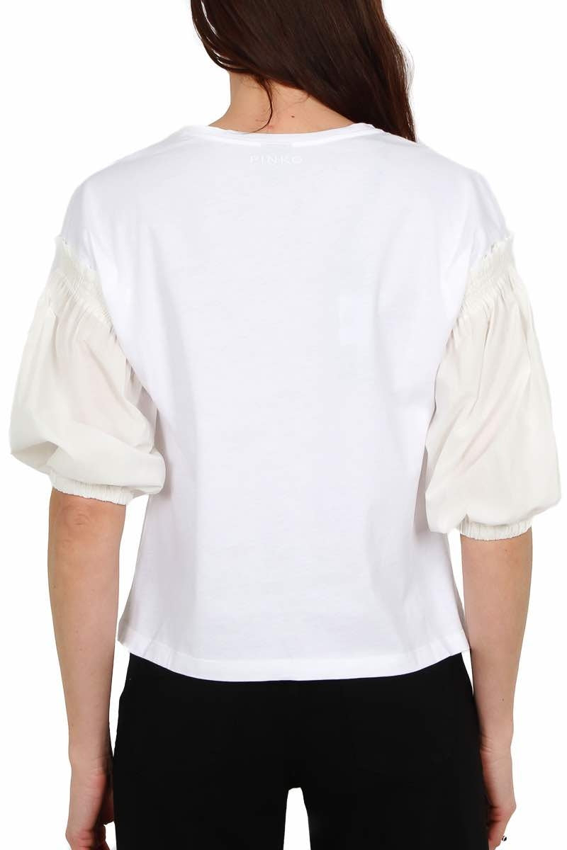 Pinko top in jersey con maniche a palloncino bianco