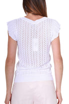 Molly top in maglia effetto pizzo bianco