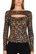 Guess Donna top maculato con cut out marrone