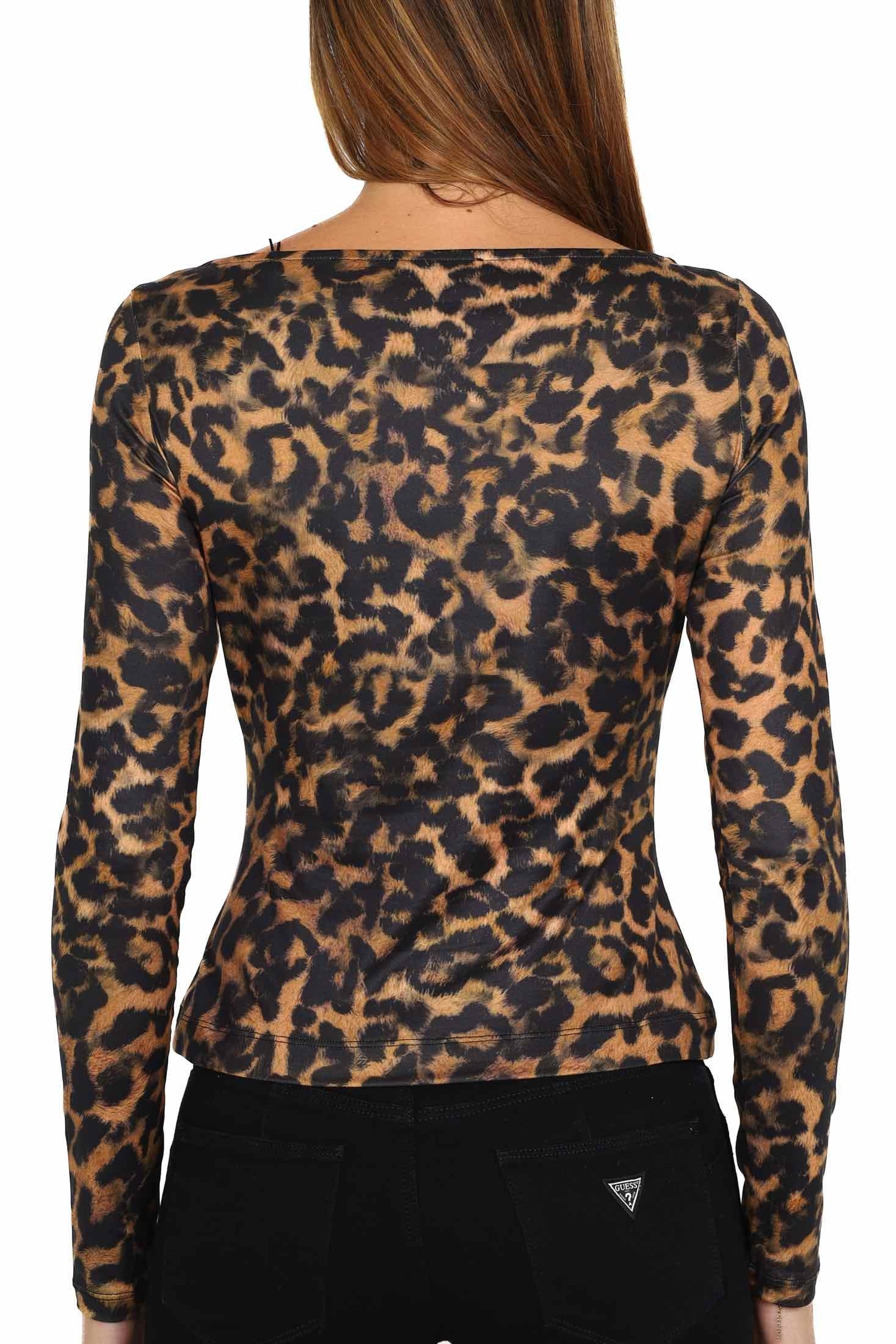 Guess Donna top maculato con cut out marrone