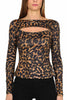 TOP MACULATO CON CUT OUT MARRONE