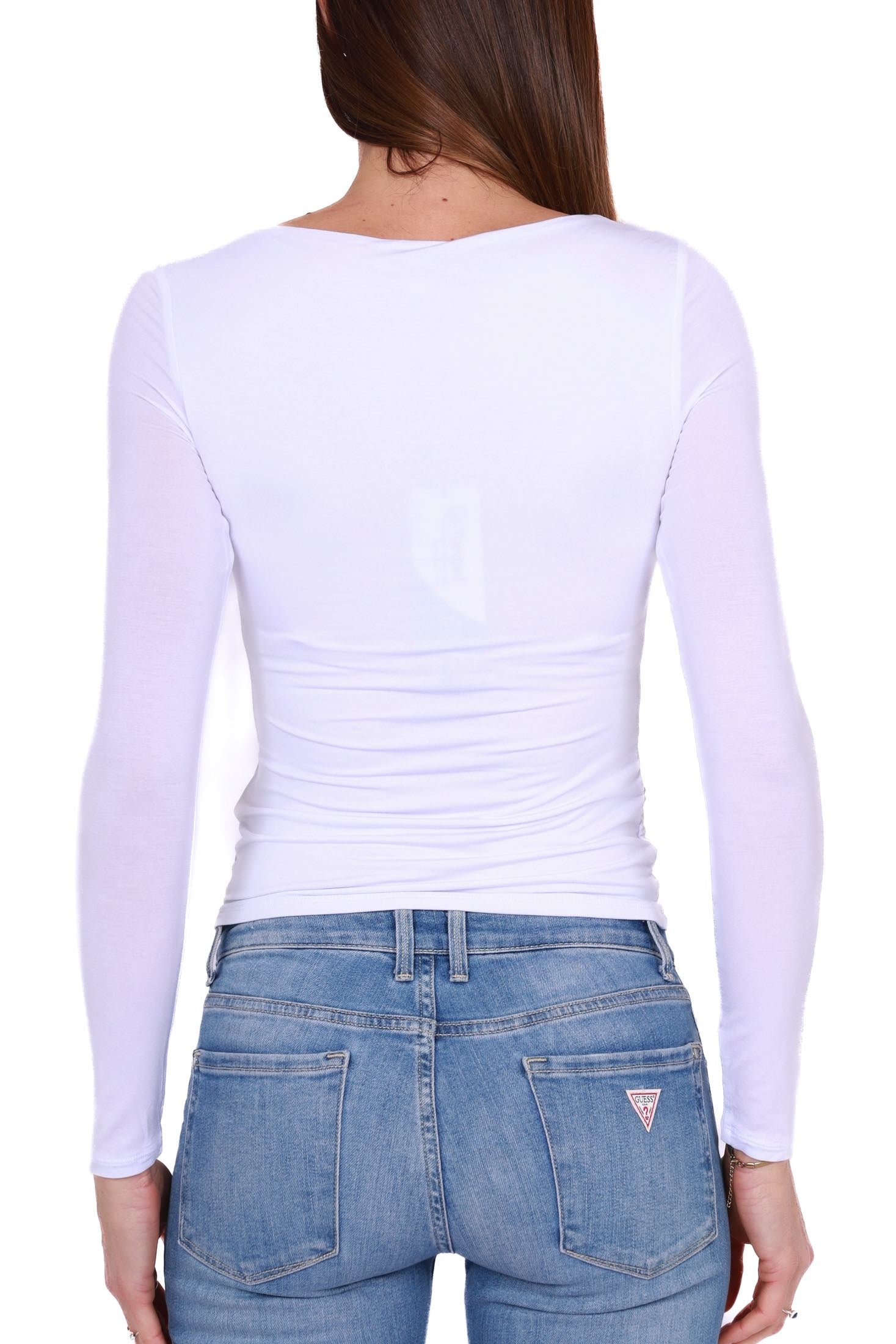 Guess Donna top maniche lunghe con cut out bianco