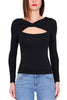 TOP MANICHE LUNGHE CON CUT OUT NERO