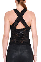 Guess Donna top smanicato in pizzo nero