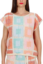 Dixie top smanicato oversize fantasia arancio