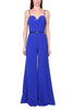 ELEGANT JUMPSUIT WITH THIN STRAPS IN BLUE CREPE