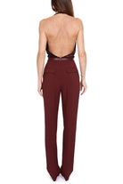 Elisabetta Franchi tuta elegante con top paillettes smanicato bordeaux