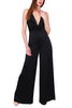 ELEGANT SLEEVELESS JUMPSUIT WITH BLACK JEWEL ACCESSORY